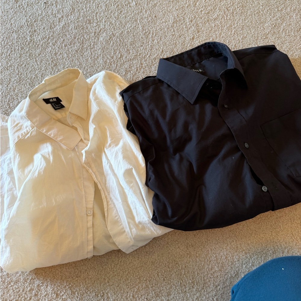 Set 2 Button-Up Shirt & Black Dress Shirt - Classic Neutrals